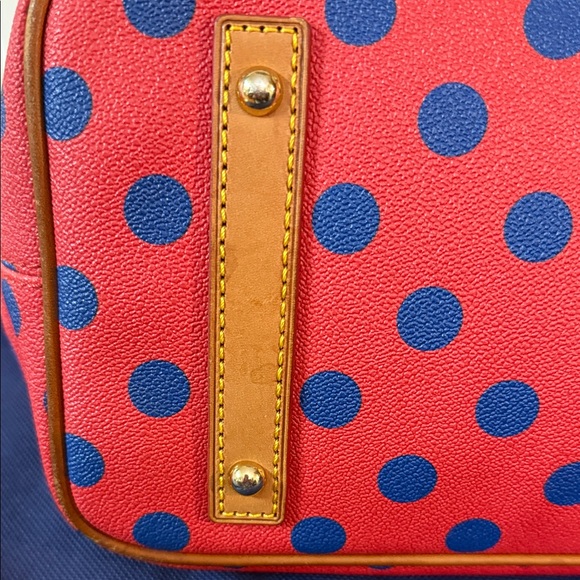 Dooney & Bourke Red and Blue Polka Dot Tote with dust bag - Picture 8 of 12